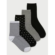 Joyspun Women’s Dot Ankle Dress Socks, 4-Pack, Sizes 4-10