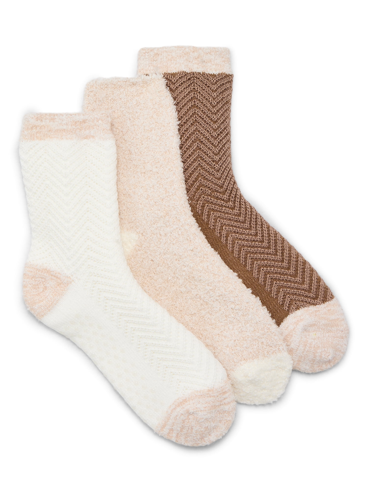 Joyspun Women's Double Layer Crew Lounge Socks, 3-Pack, Fits Shoe Sizes 4-10