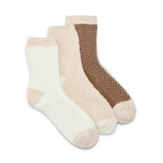 JOYSPUN Women's Double Layer Crew Lounge Socks, 3-Pack, Fits Shoe Sizes 4-10