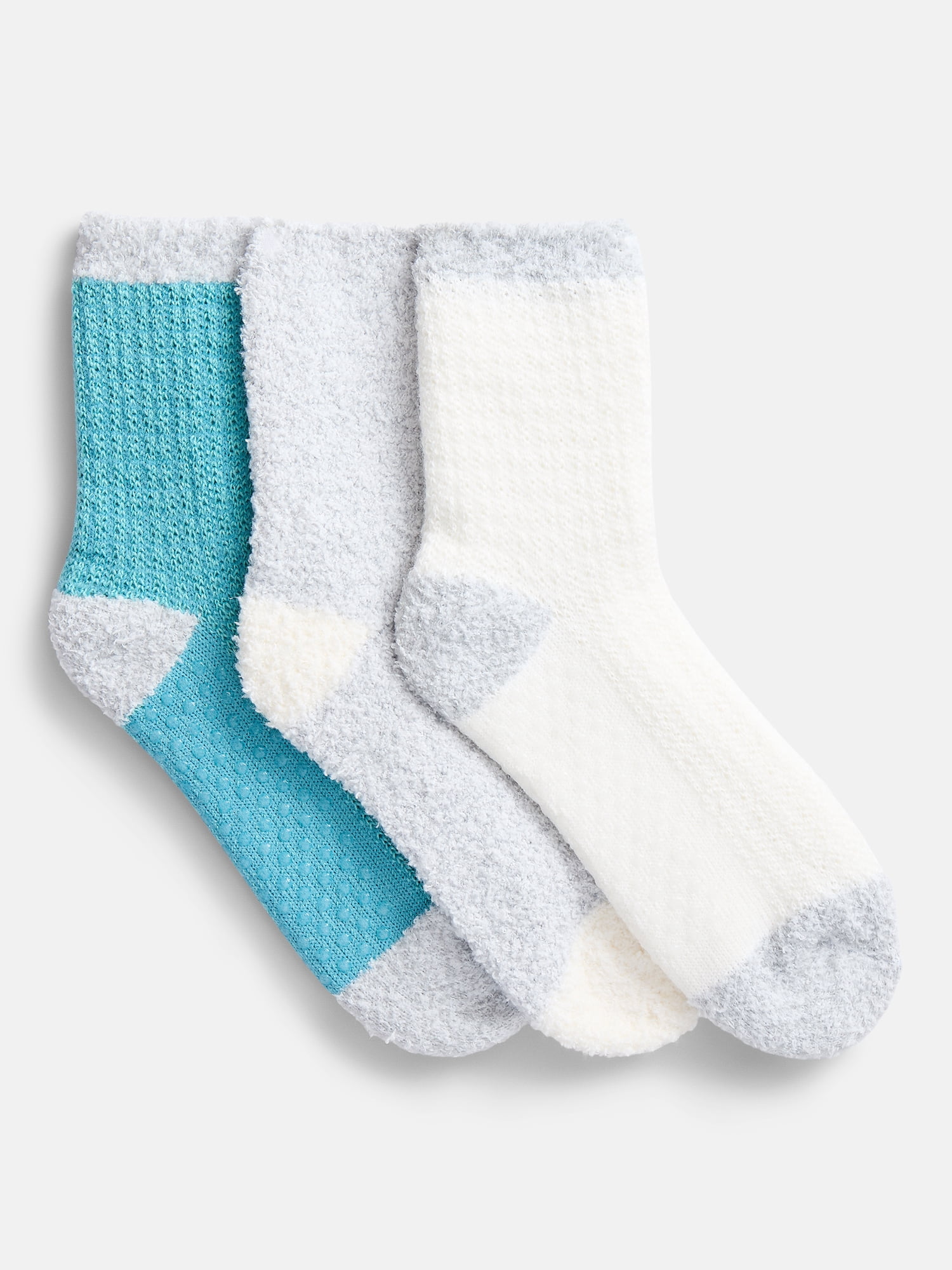 Joyspun Women's Double Layer Crew Lounge Socks, 3 Pack, Shoe Sizes 4-10