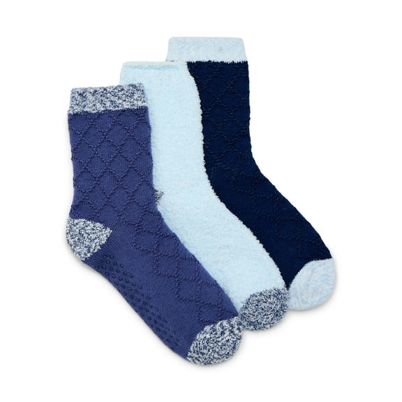 Joyspun Women's Double Layer Crew Lounge Socks, 3-Pack, Fits Shoe Sizes 4-10