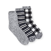 Joyspun Women's Double Layer Crew Lounge Socks, 3-Pack, Fits Shoe Sizes 4-10