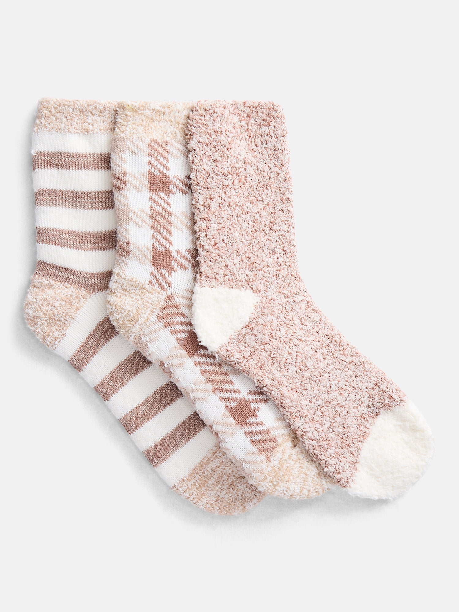 Joyspun Women's Double Layer Crew Lounge Socks, 3 Pack, Shoe Sizes 4-10