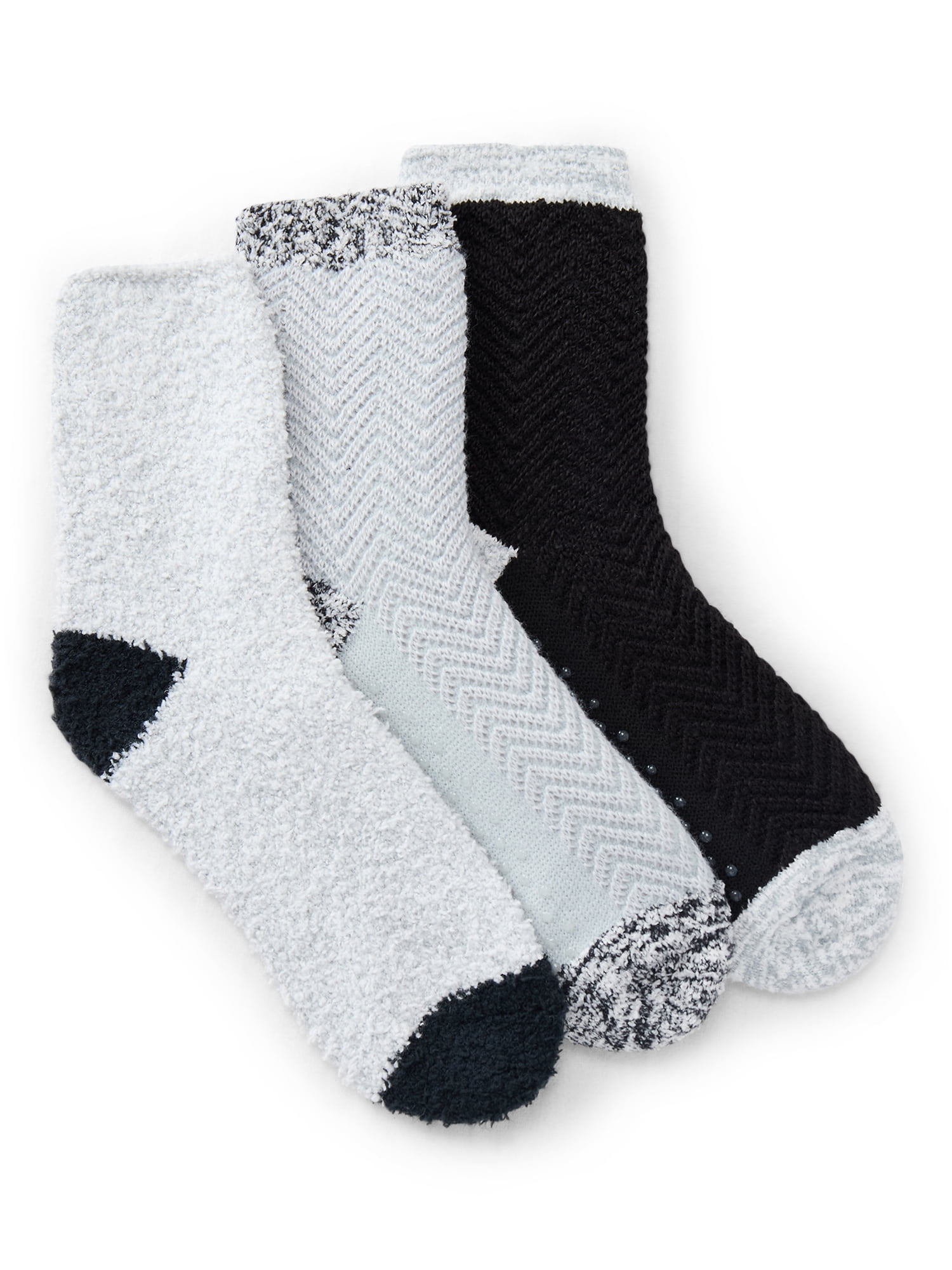 Joyspun Women's Double Layer Crew Lounge Socks, 3-Pack, Fits Shoe Sizes 4-10