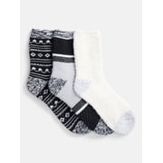 Joyspun Women's Double Layer Crew Lounge Socks, 3 Pack, Shoe Sizes 4-10