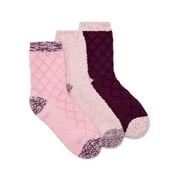 JOYSPUN Women's Double Layer Crew Lounge Socks, 3-Pack, Fits Shoe Sizes 4-10