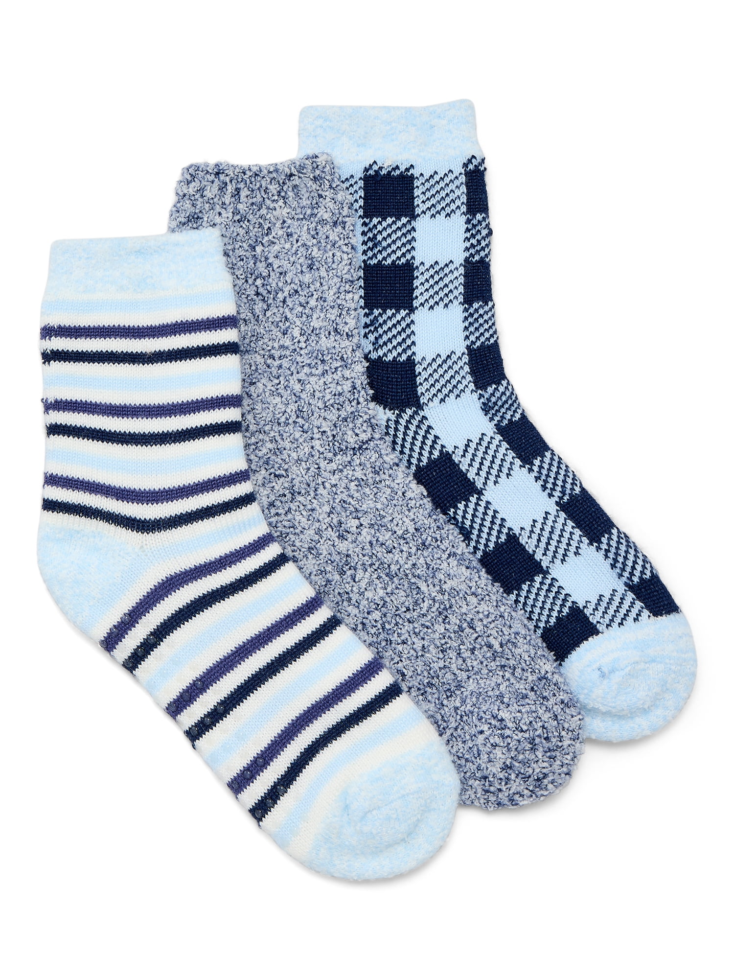 Joyspun Women's Double Layer Crew Lounge Socks, 3-Pack, Fits Shoe Sizes 4-10