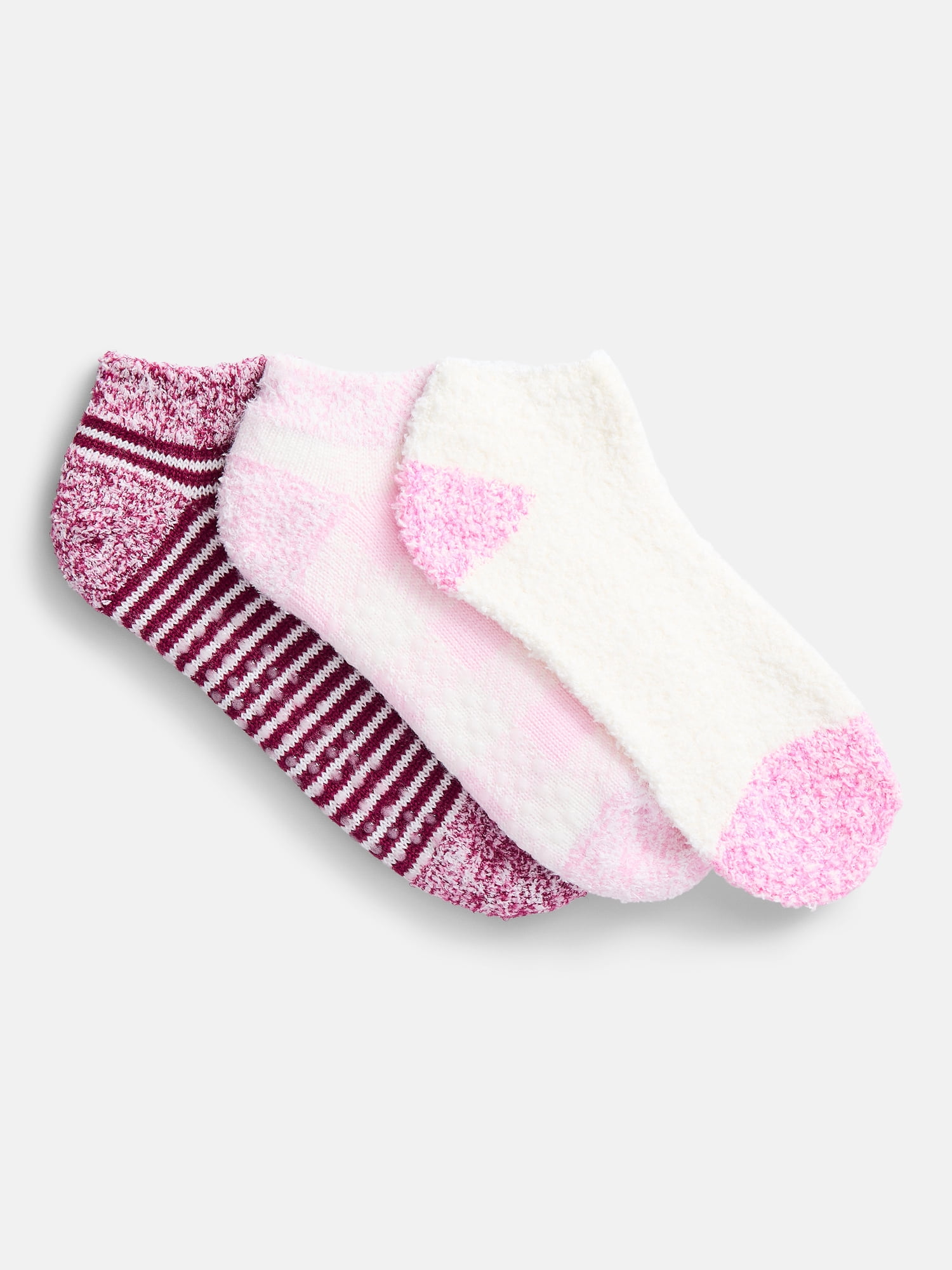 Joyspun Women's Double Layer Low Cut Lounge Socks, 3 Pack, Shoe Sizes 4-10