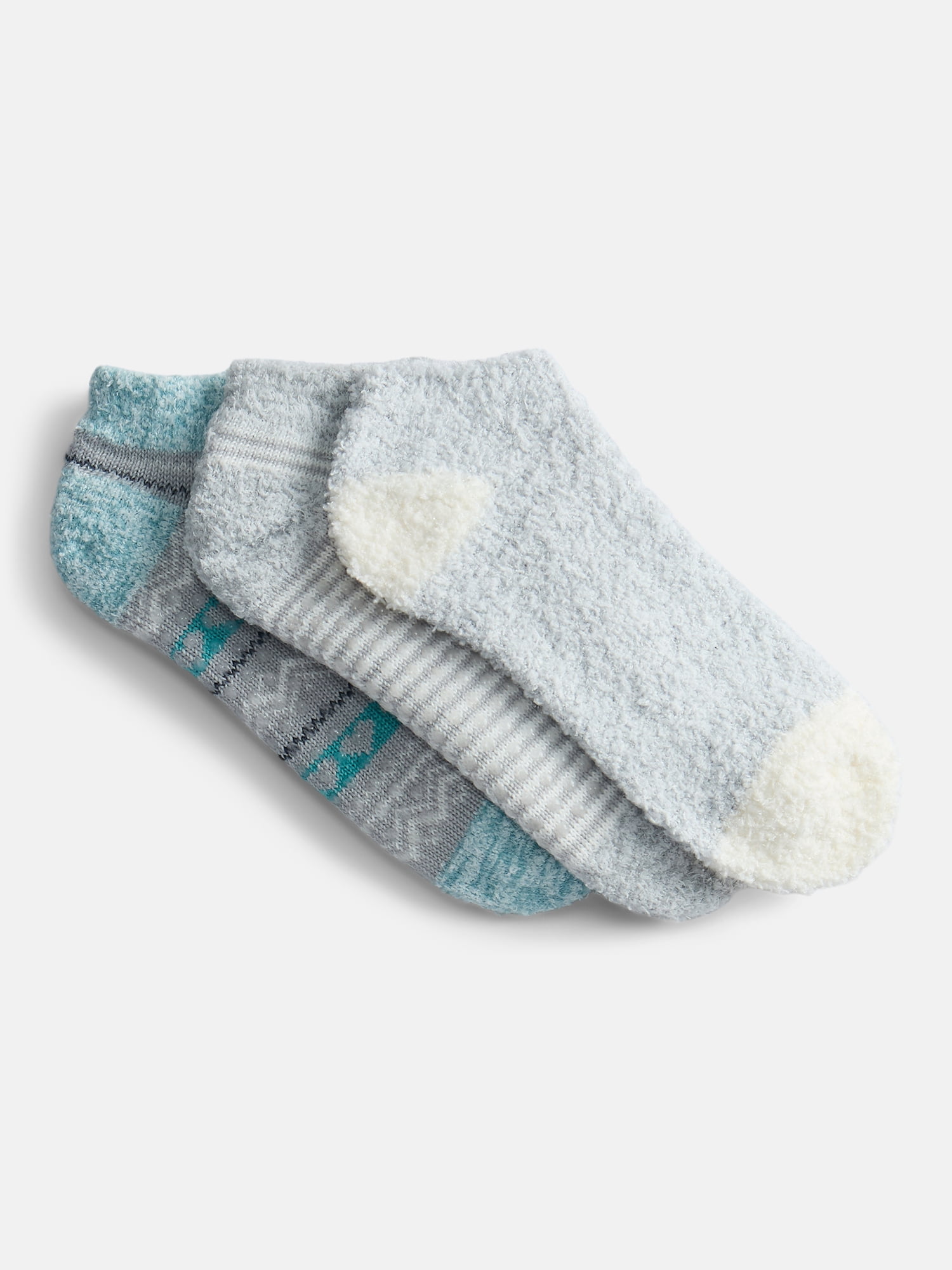 Joyspun Women's Double Layer Low Cut Lounge Socks, 3 Pack, Shoe Sizes 4-10