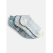 Joyspun Women's Double Layer Low Cut Lounge Socks, 3 Pack, Shoe Sizes 4-10