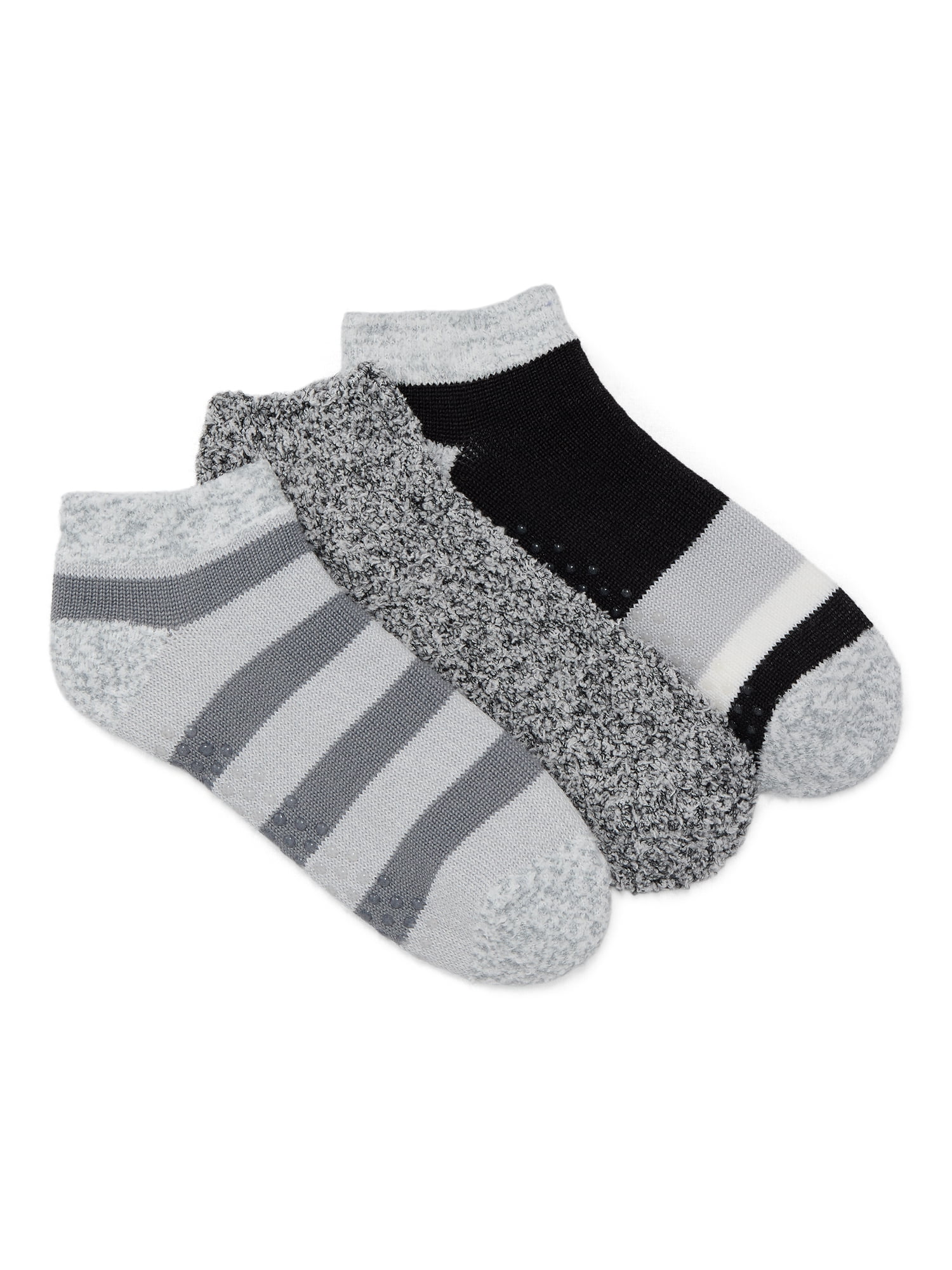 Joyspun Women's Double Layer Low Cut Lounge Socks, 3 Pack, Shoe Sizes 4-10