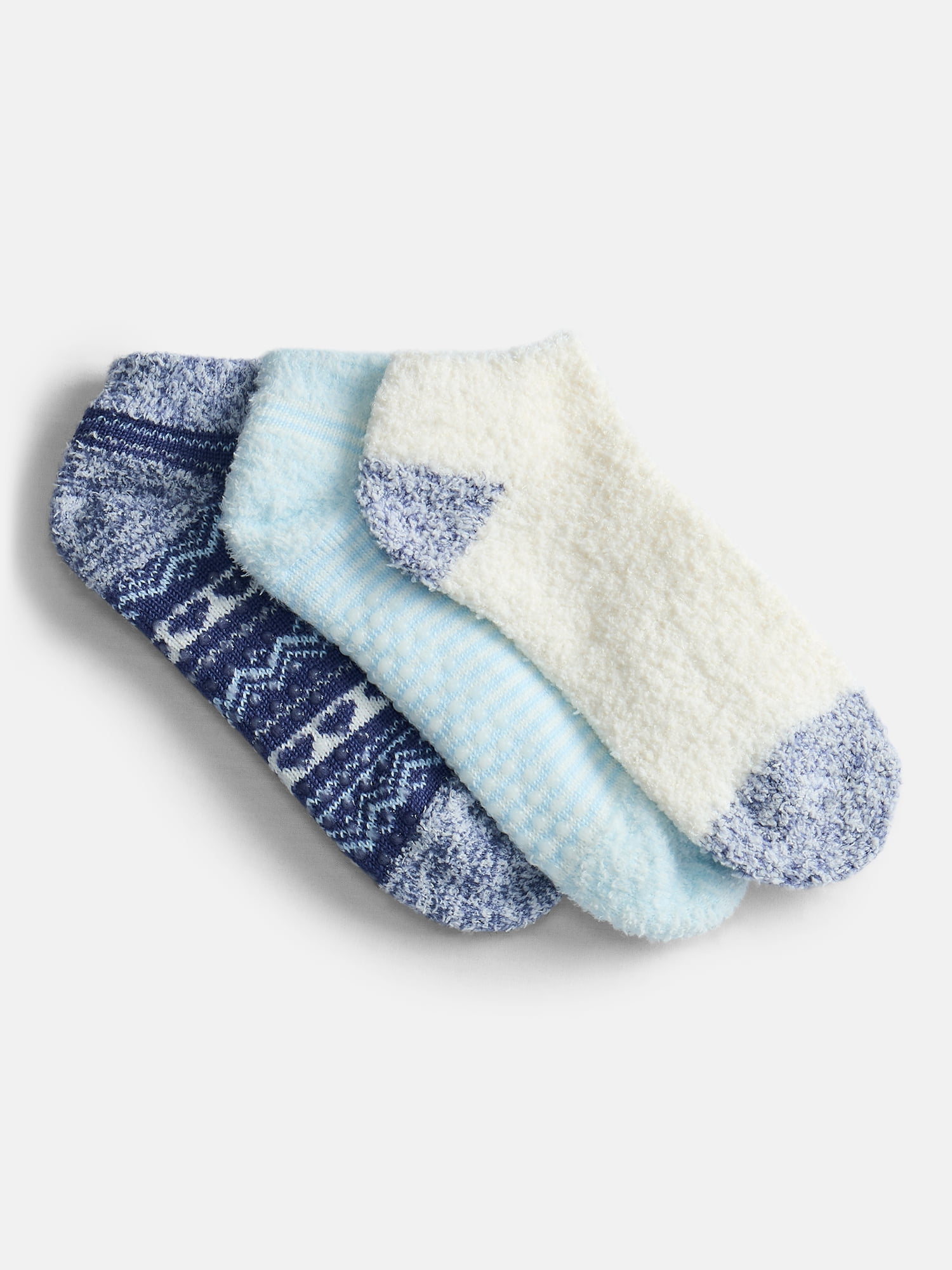 Joyspun Women's Double Layer Low Cut Lounge Socks, 3 Pack, Shoe Sizes 4-10