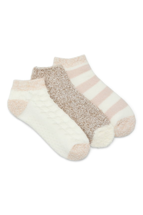 Women's Double Layer Low Cut Lounge Socks, 3-Pack, Fits Shoe Sizes 4-10
