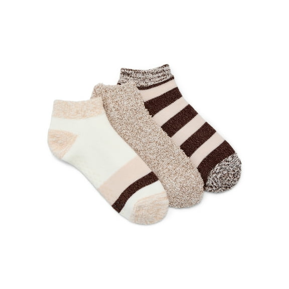Joyspun Women's Double Layer Low Cut Lounge Socks, 3-Pack, Fits Shoe Sizes 4-10