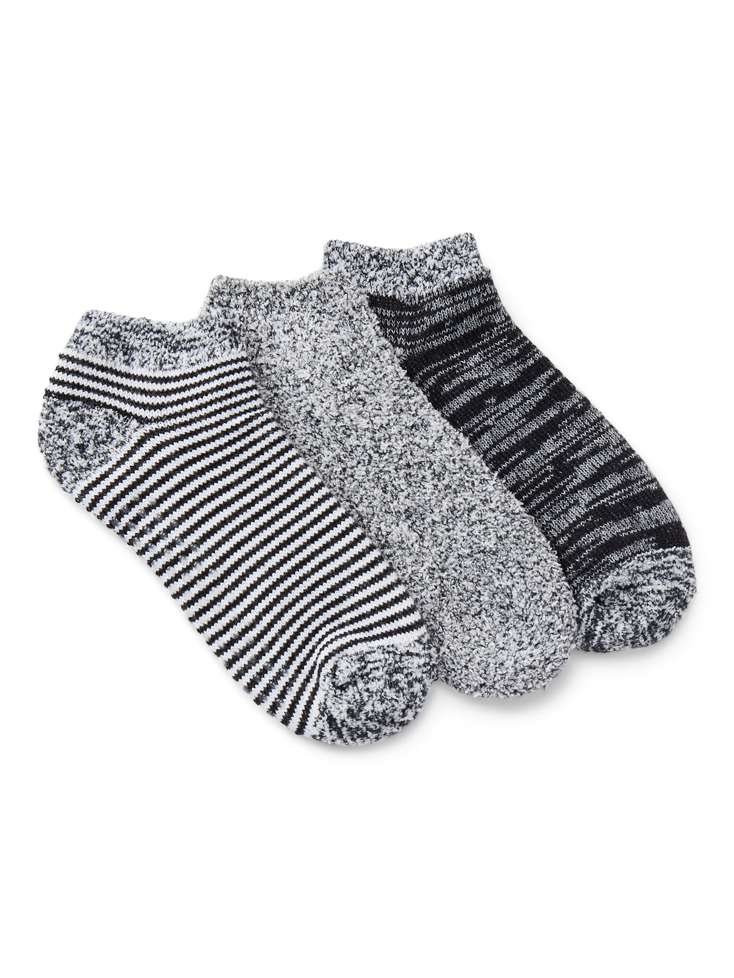 Joyspun Women's Double Layer Low Cut Lounge Socks, 3 Pack, Shoe Sizes 4-10