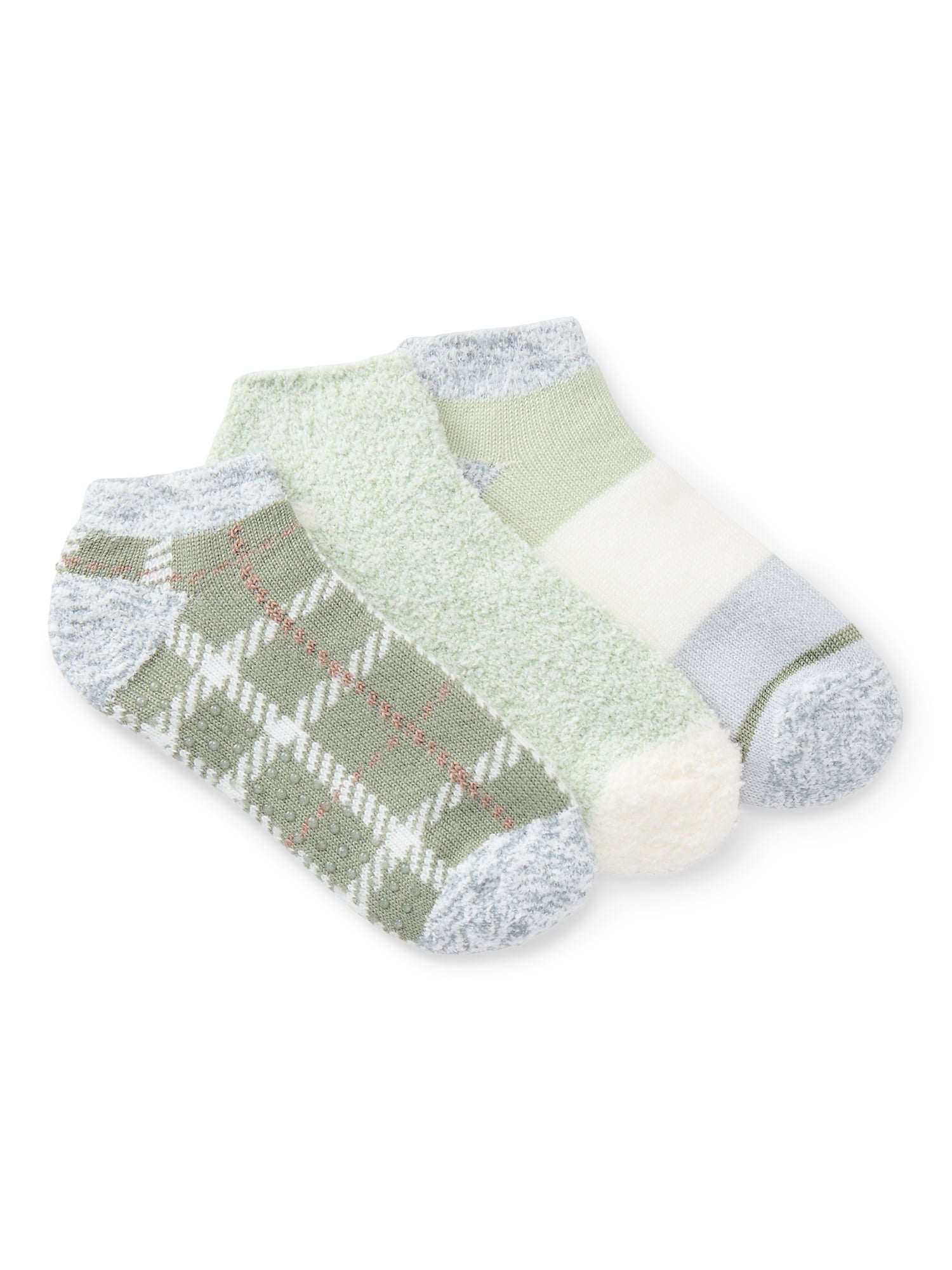 Joyspun Women's Double Layer Low Cut Lounge Socks, 3 Pack, Shoe Sizes 4-10
