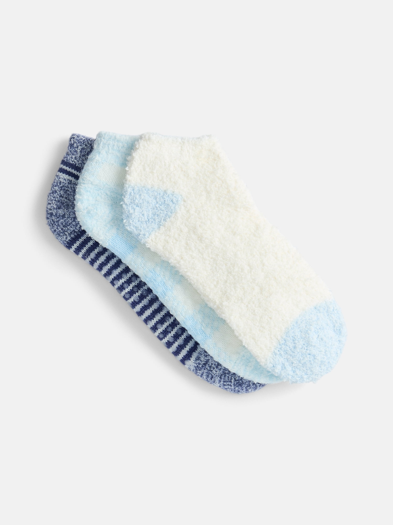 Joyspun Women's Double Layer Low Cut Lounge Socks, 3 Pack, Shoe Sizes 4-10