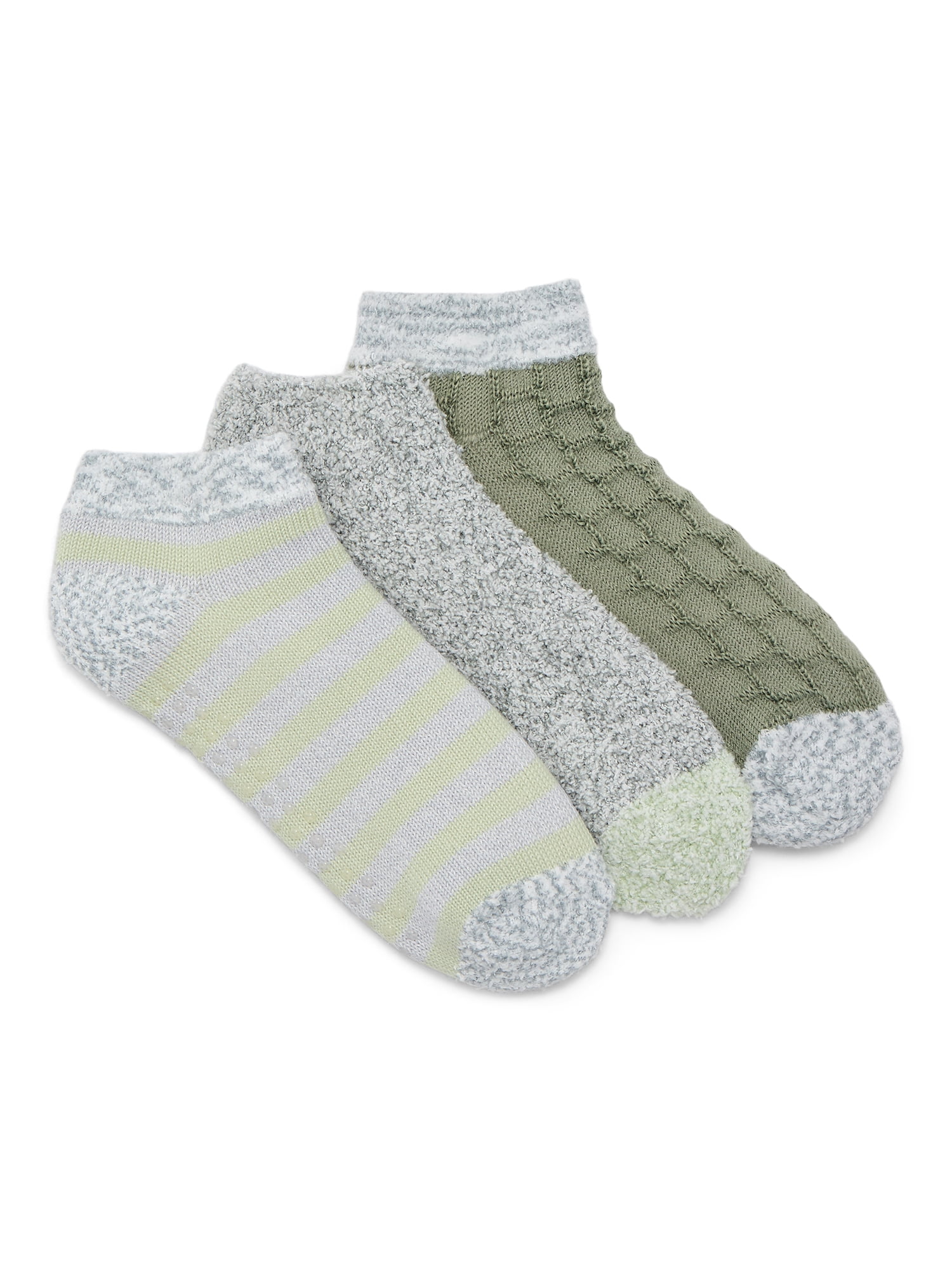 Joyspun Women's Double Layer Low Cut Lounge Socks, 3 Pack, Shoe Sizes 4-10