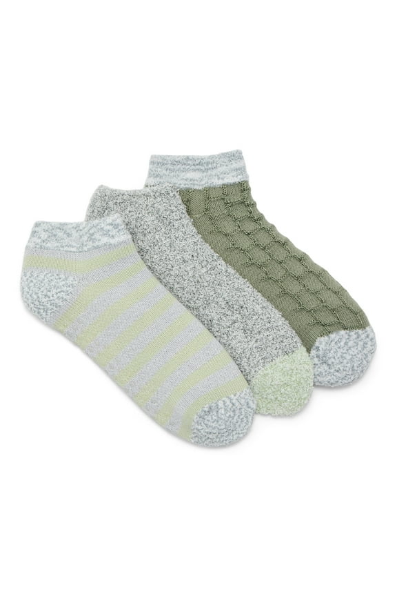 Women's Double Layer Low Cut Lounge Socks, 3-Pack, Fits Shoe Sizes 4-10