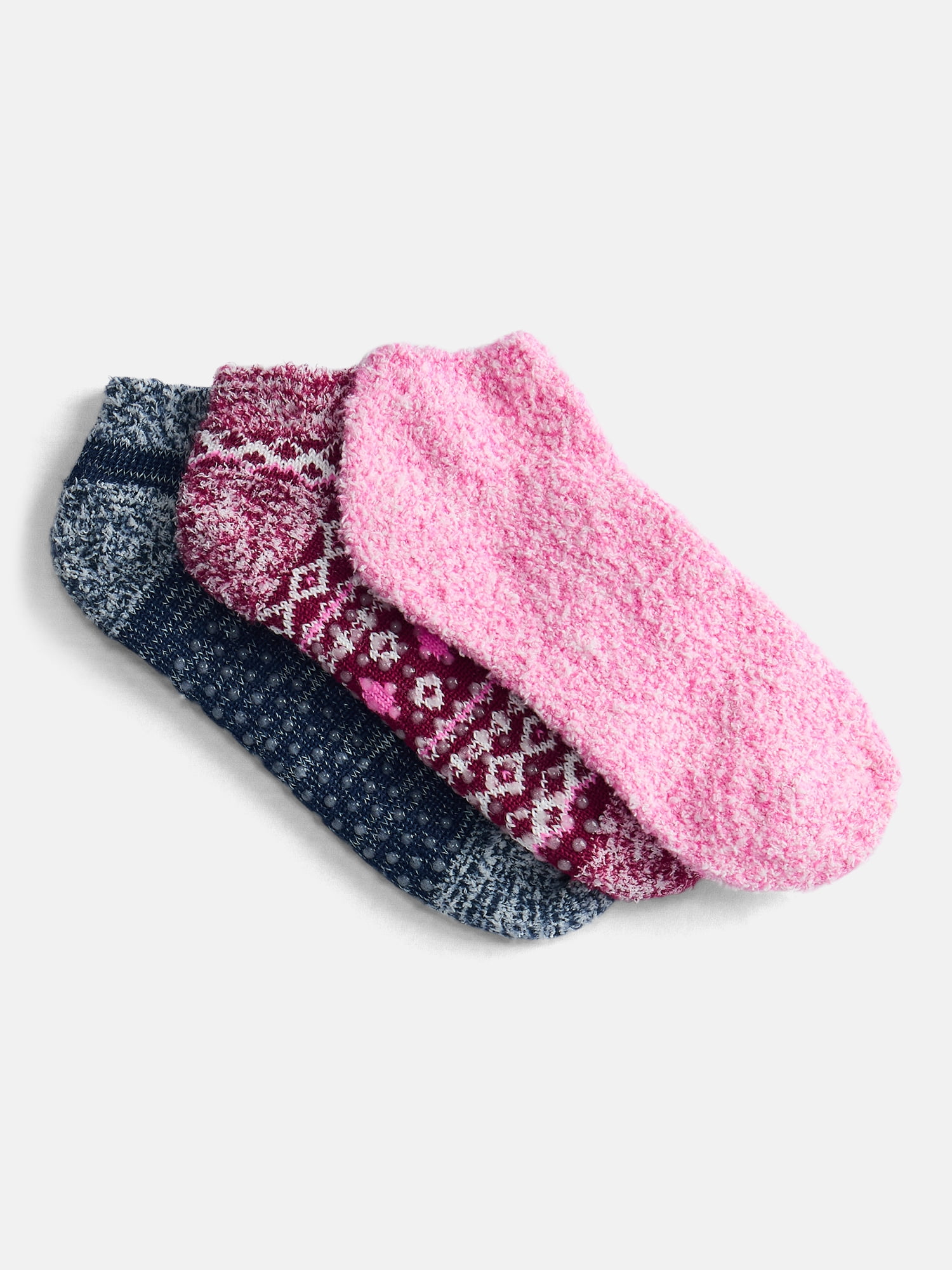 Joyspun Women's Double Layer Low Cut Lounge Socks, 3 Pack, Shoe Sizes 4-10