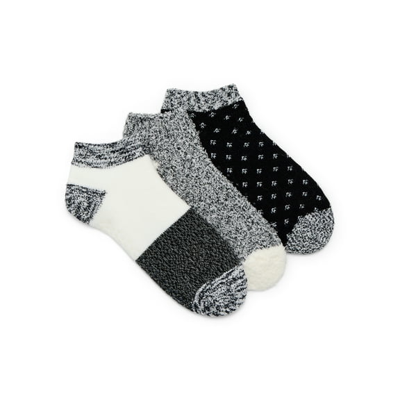 Joyspun Women's Double Layer Low Cut Lounge Socks, 3-Pack, Fits Shoe Sizes 4-10