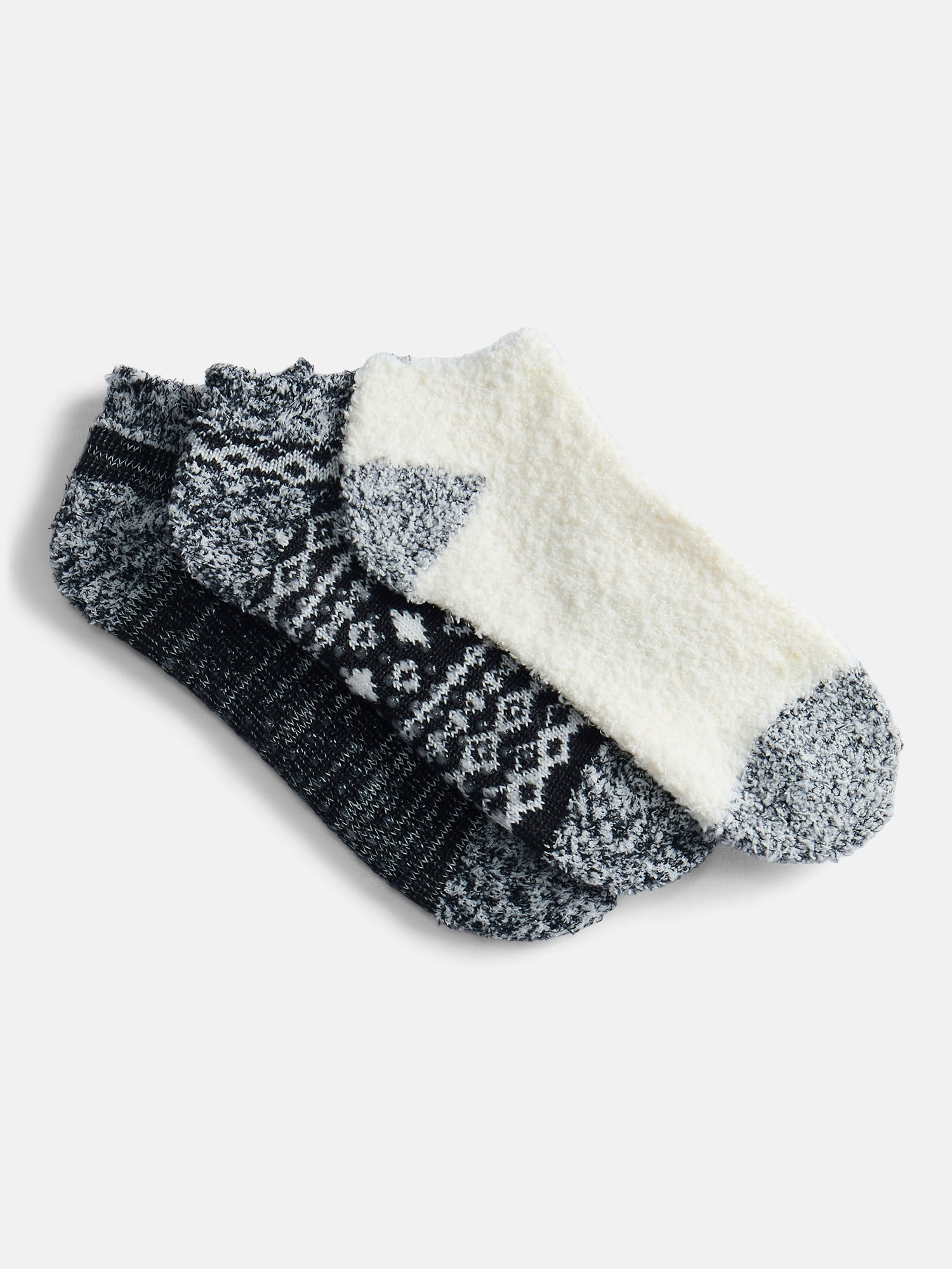 Joyspun Women's Double Layer Low Cut Lounge Socks, 3 Pack, Shoe Sizes 4-10