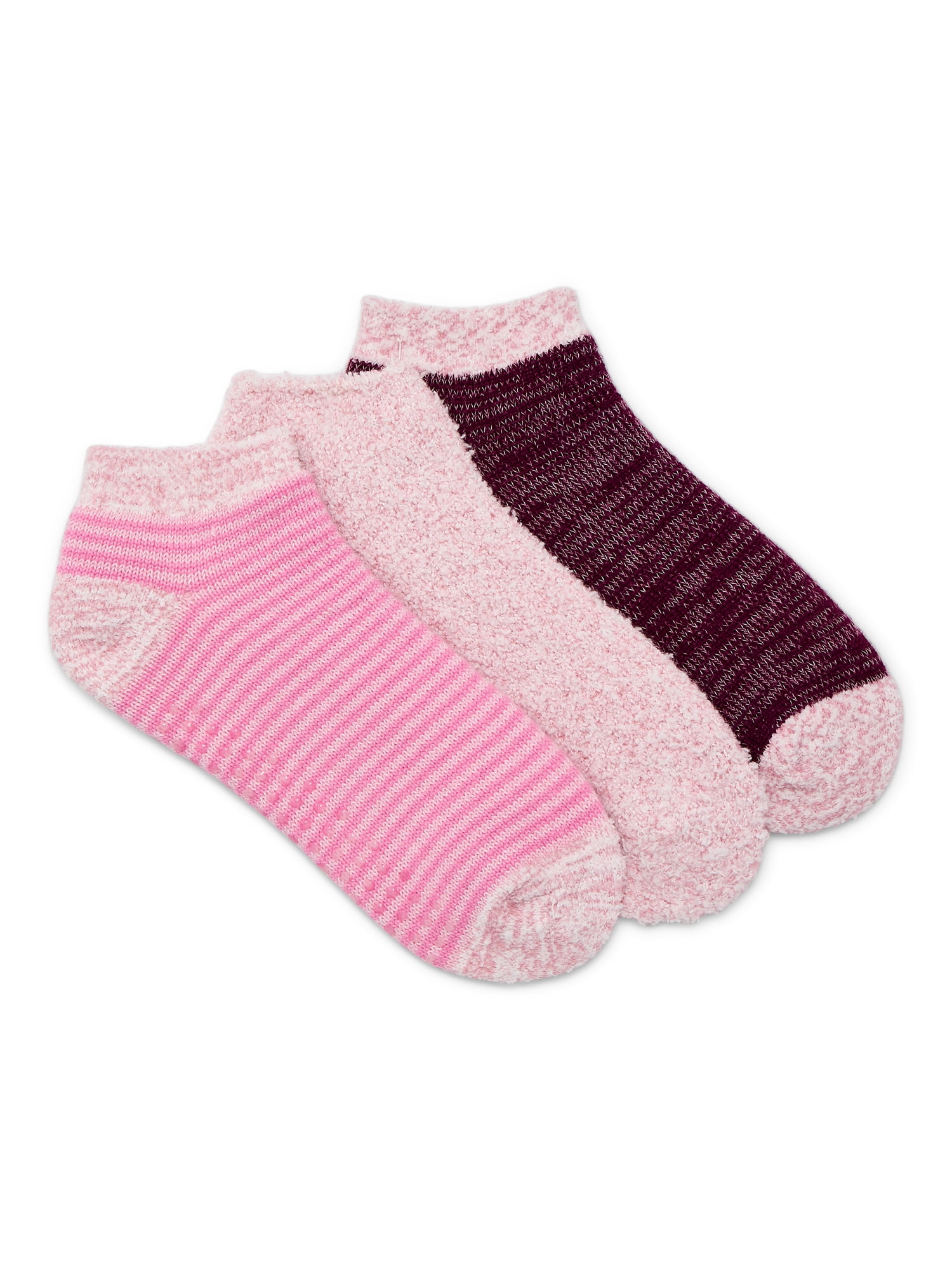 Joyspun Women's Double Layer Low Cut Lounge Socks, 3 Pack, Shoe Sizes 4-10