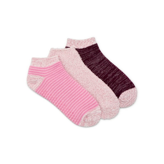 Joyspun Women's Double Layer Low Cut Lounge Socks, 3-Pack, Fits Shoe Sizes 4-10