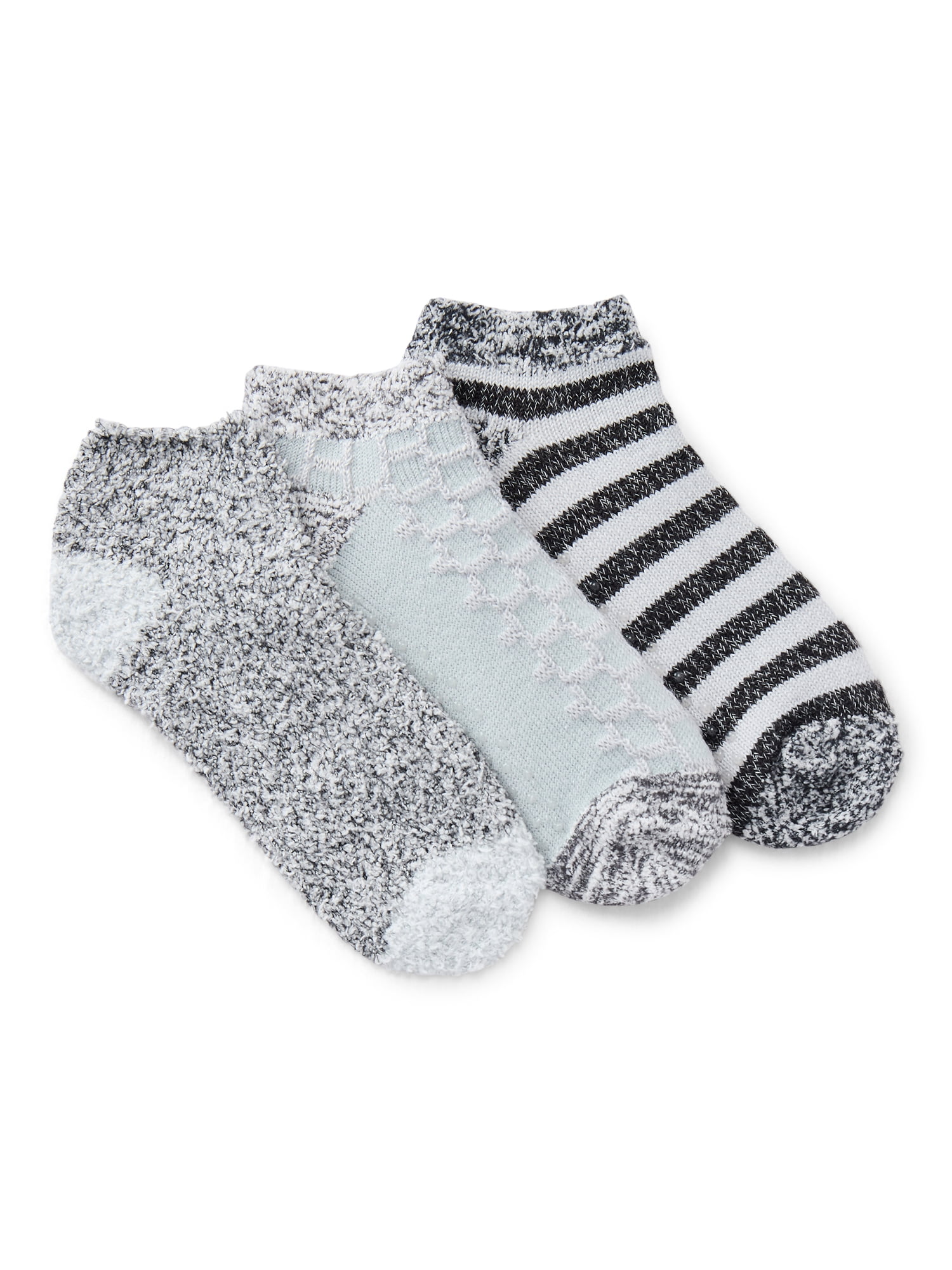 Joyspun Women's Double Layer Low Cut Lounge Socks, 3 Pack, Shoe