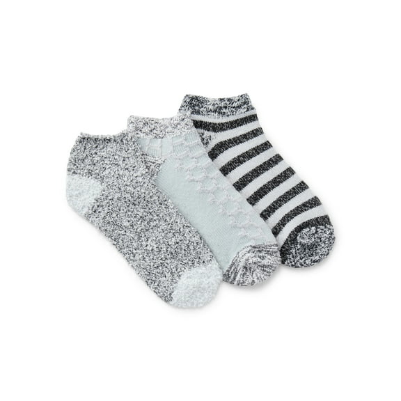 Joyspun Women's Double Layer Low Cut Lounge Socks, 3-Pack, Fits Shoe Sizes 4-10