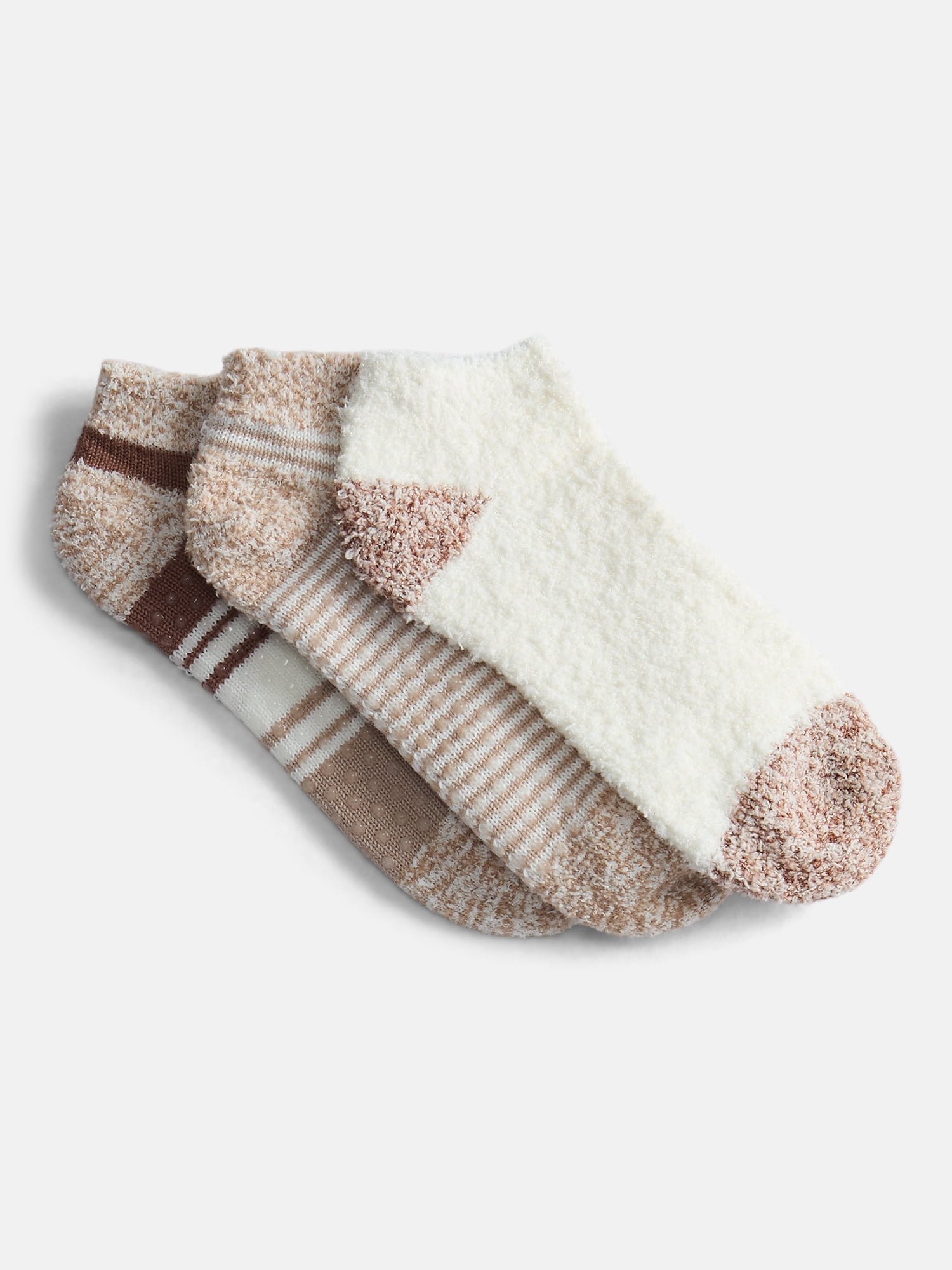 Joyspun Women's Double Layer Low Cut Lounge Socks, 3 Pack, Shoe Sizes 4-10