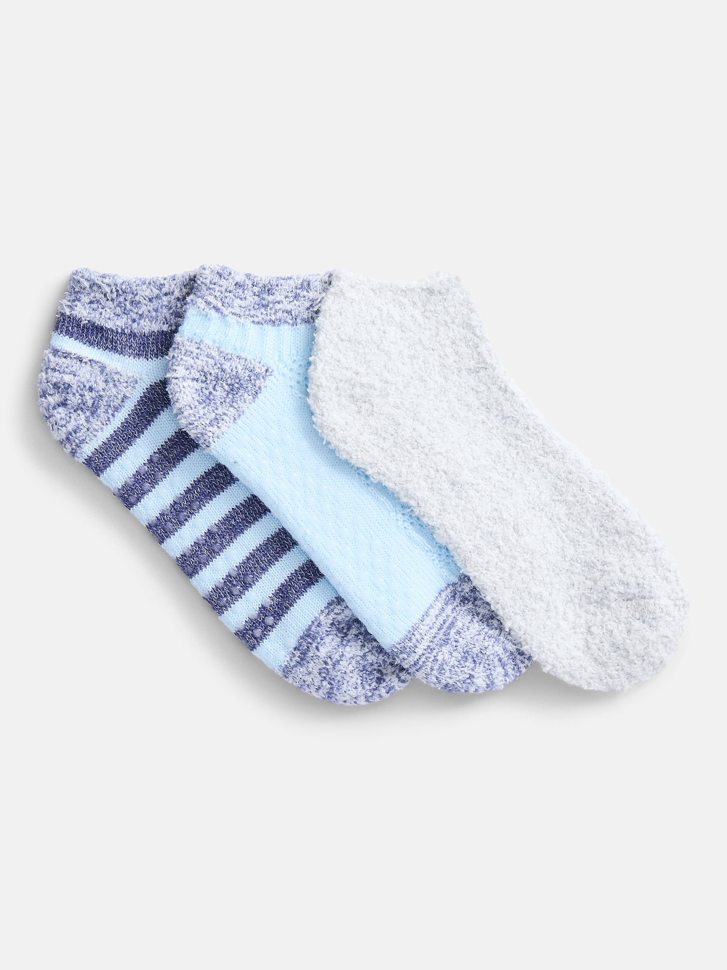 Joyspun Women's Double Layer Low Cut Lounge Socks, 3 Pack, Shoe Sizes 4-10