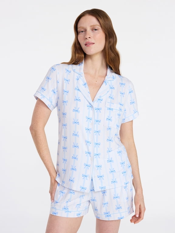 Women’s Dreamy Soft Collection Bridal Knit Top and Shorts Pajama Set, 2-Piece, Sizes XS-3X
