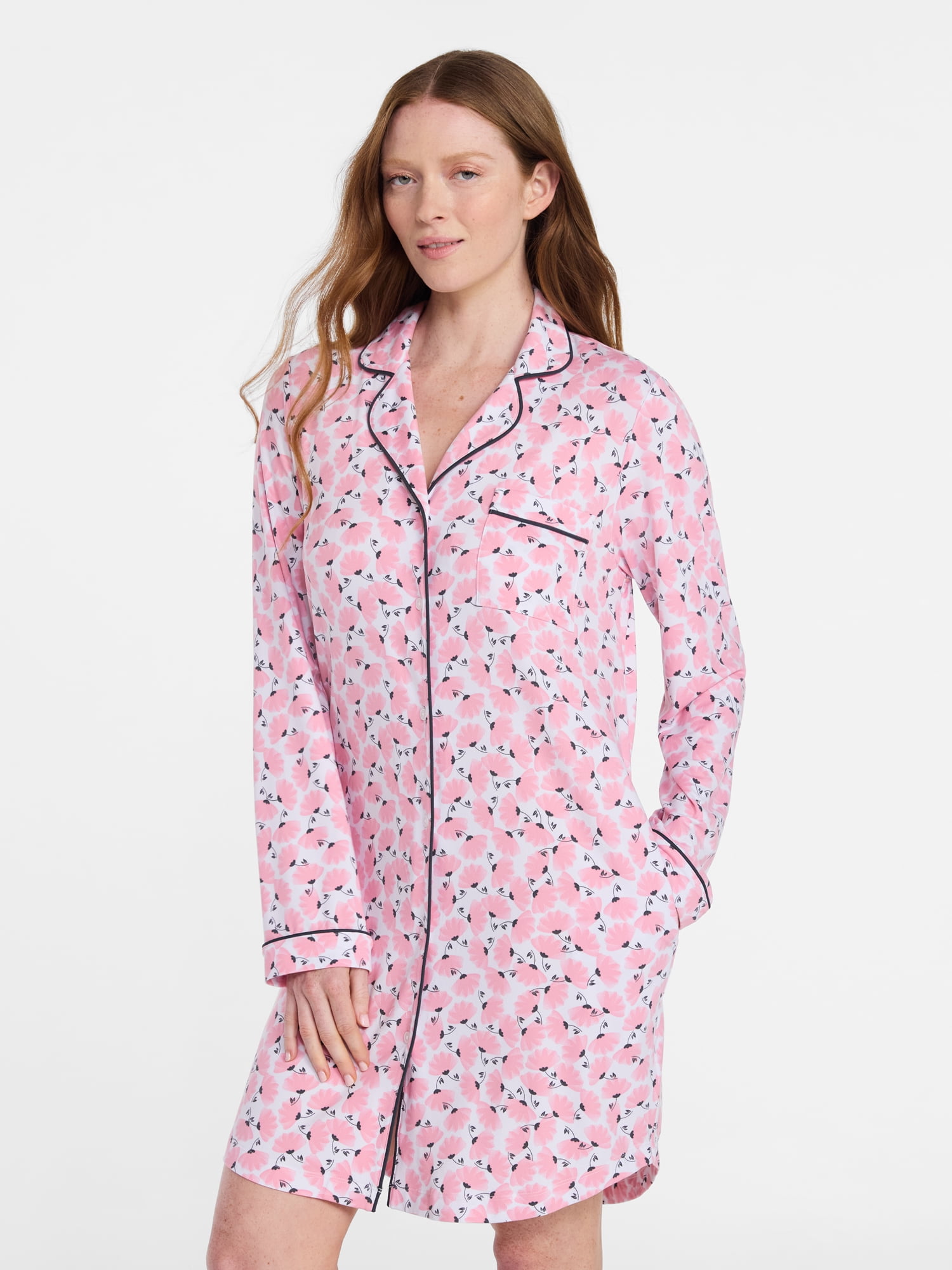 Joyspun Women's Dreamy Soft Collection Long Sleeve Sleepshirt, Sizes S-4X