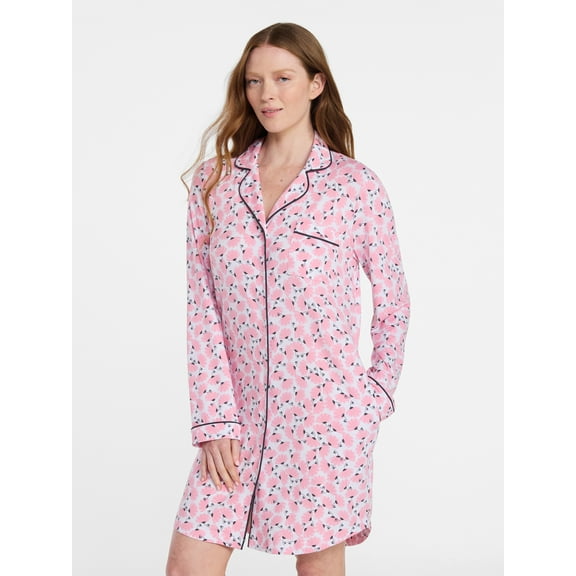 Joyspun Women's Dreamy Soft Collection Long Sleeve Sleepshirt, Sizes S-4X