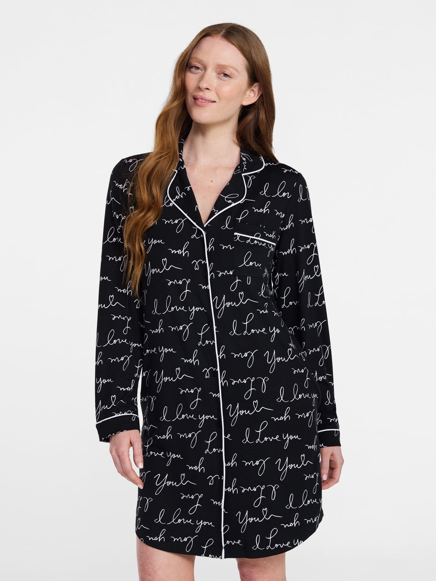 Joyspun Women's Dreamy Soft Collection Long Sleeve Sleepshirt, Sizes S-4X