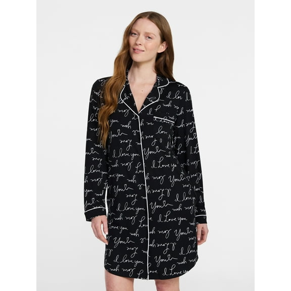 Joyspun Women's Dreamy Soft Collection Long Sleeve Sleepshirt, Sizes S-4X