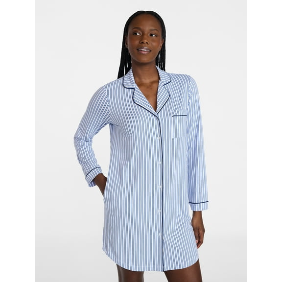 Joyspun Women's Dreamy Soft Collection Long Sleeve Sleepshirt, Sizes S-4X