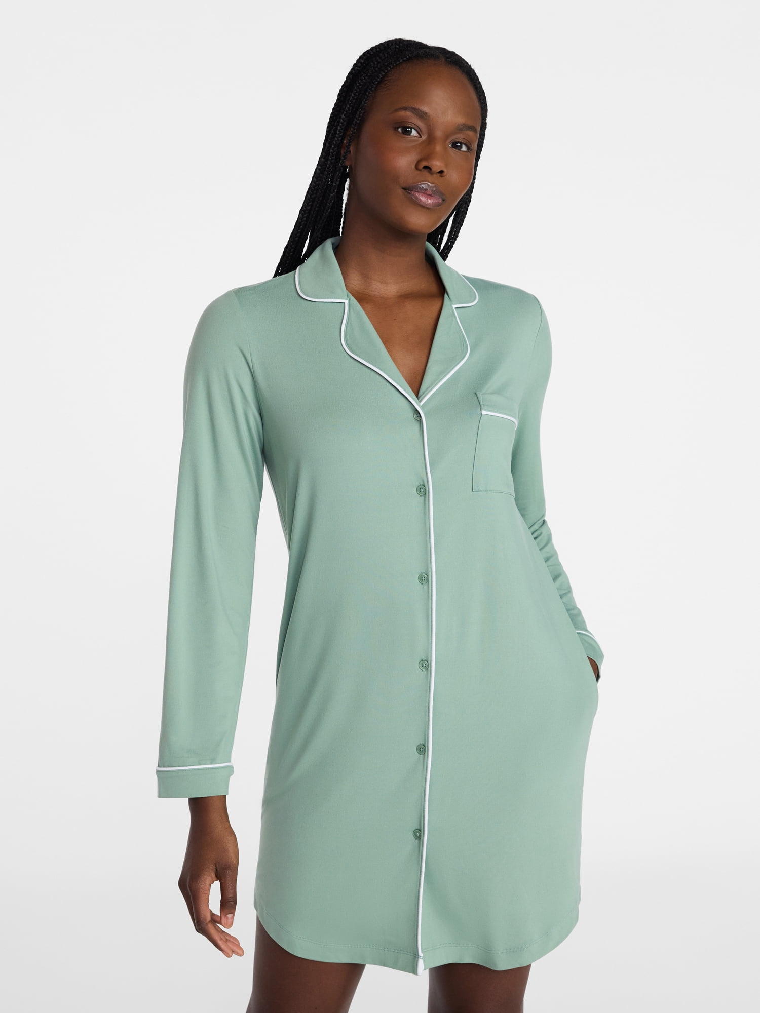 Joyspun Women's Dreamy Soft Collection Long Sleeve Sleepshirt, Sizes S-4X