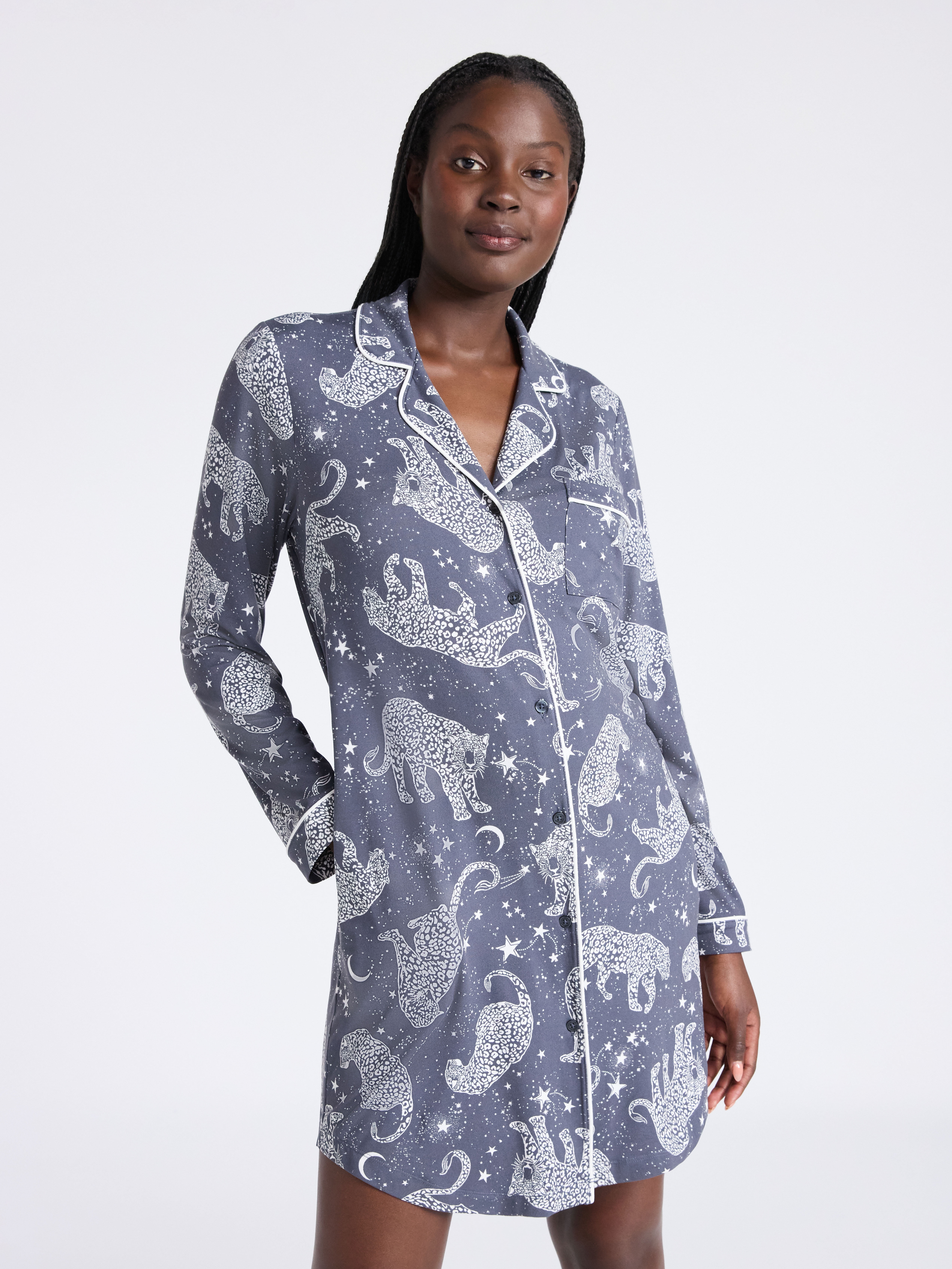 Joyspun Women's Dreamy Soft Collection Notch Collar Sleepshirt