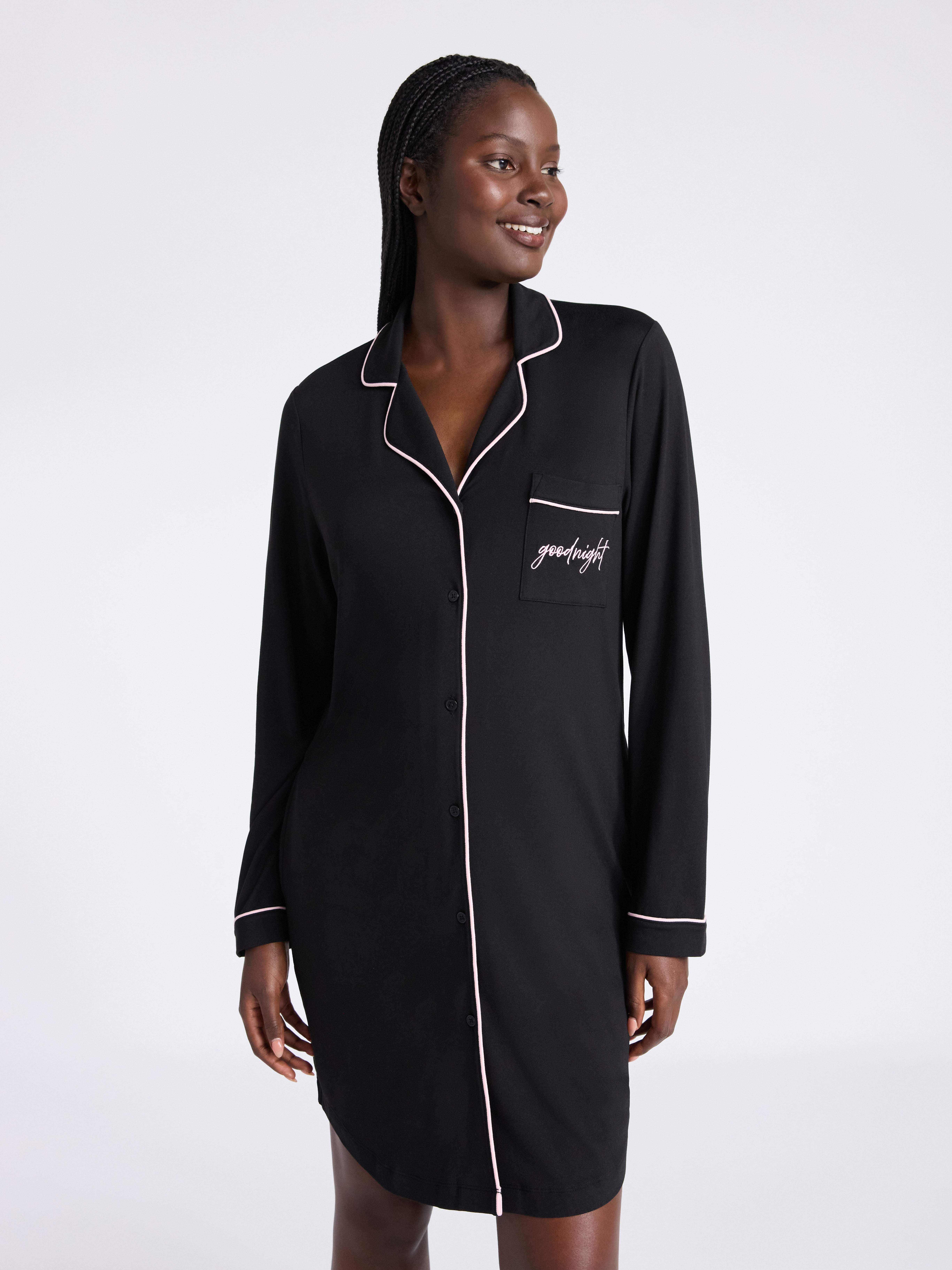 Joyspun Women's Dreamy Soft Collection Notch Collar Sleepshirt