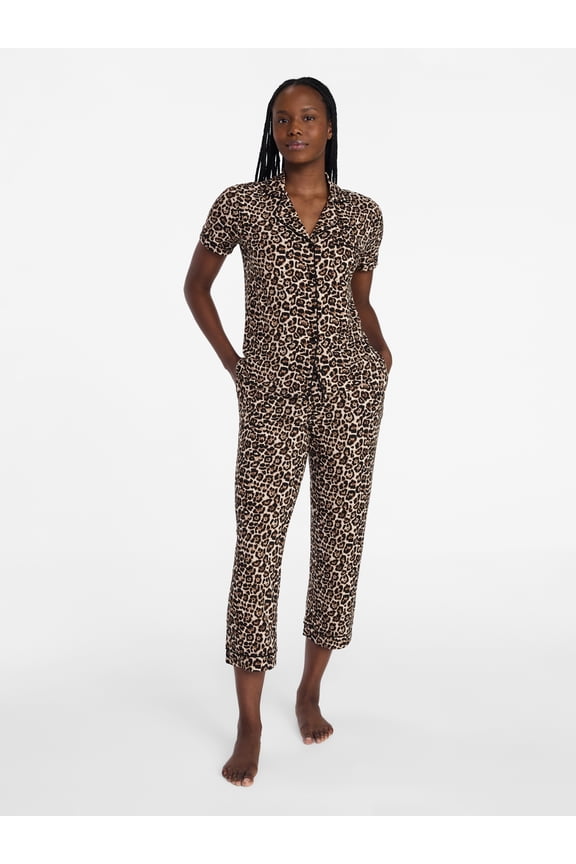 Women's Dreamy Soft Collection Notch Knit Top and Capri Pants Pajama Set, 2-Piece, Sizes XS-3X