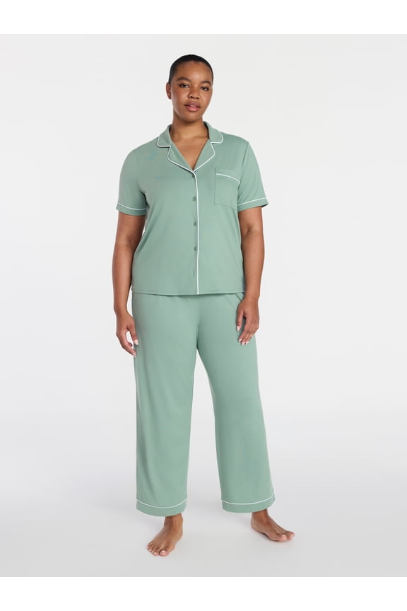 Women's Dreamy Soft Collection Notch Knit Top and Capri Pants Pajama Set, 2-Piece, Sizes XS-3X