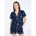 thumbnail image 1 of Joyspun Women's Dreamy Soft Collection Notch Collar Top and Shorts Pajama Set, 2-Piece, Sizes XS-3X, 1 of 5