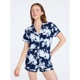 thumbnail image 1 of Joyspun Women's Dreamy Soft Collection Notch Collar Top and Shorts Pajama Set, 2-Piece, Sizes XS-3X, 1 of 6