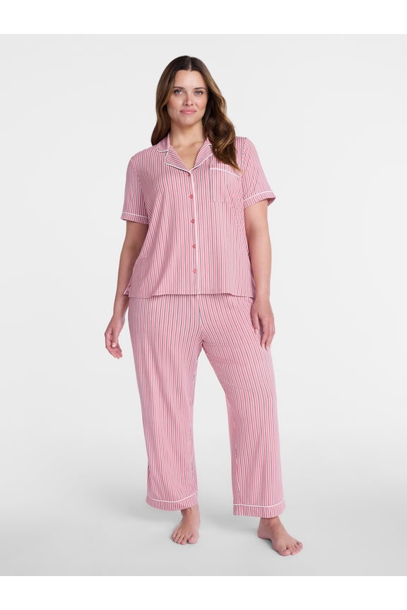 Women's Dreamy Soft Collection Notch Collar Top and Capri Pants Pajama Set, 2-Piece, Sizes XS-3X