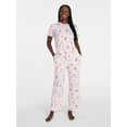 thumbnail image 1 of Joyspun Women's Dreamy Soft Collection Short Sleeve Sleep Top and Open Leg Pants Pajama Set, 2-Piece, Sizes XS-3X, 1 of 6
