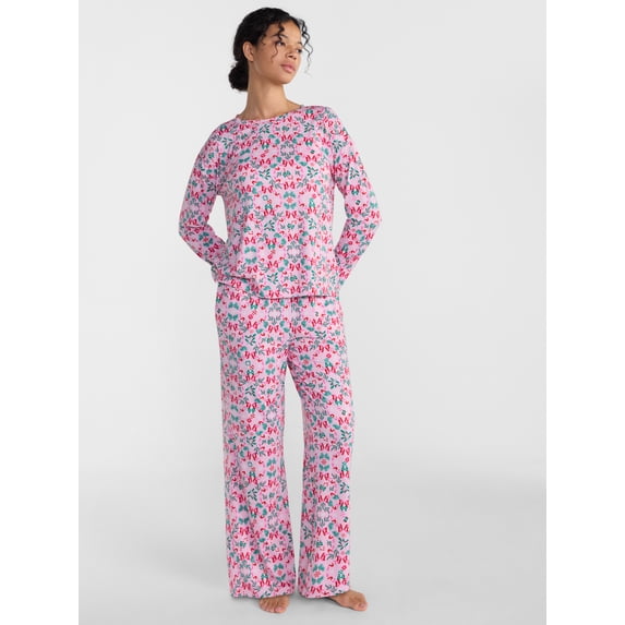 Joyspun Women's Dreamy Soft Collection Sleep Top and Pants, 2-Piece Set ...