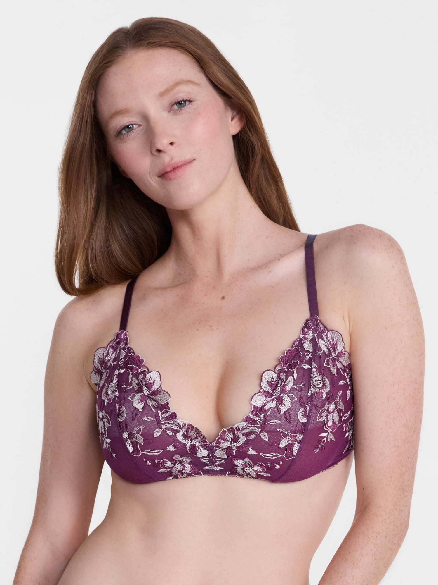 Joyspun Women's Embroidery Bralette, Sizes XS-XXXL
