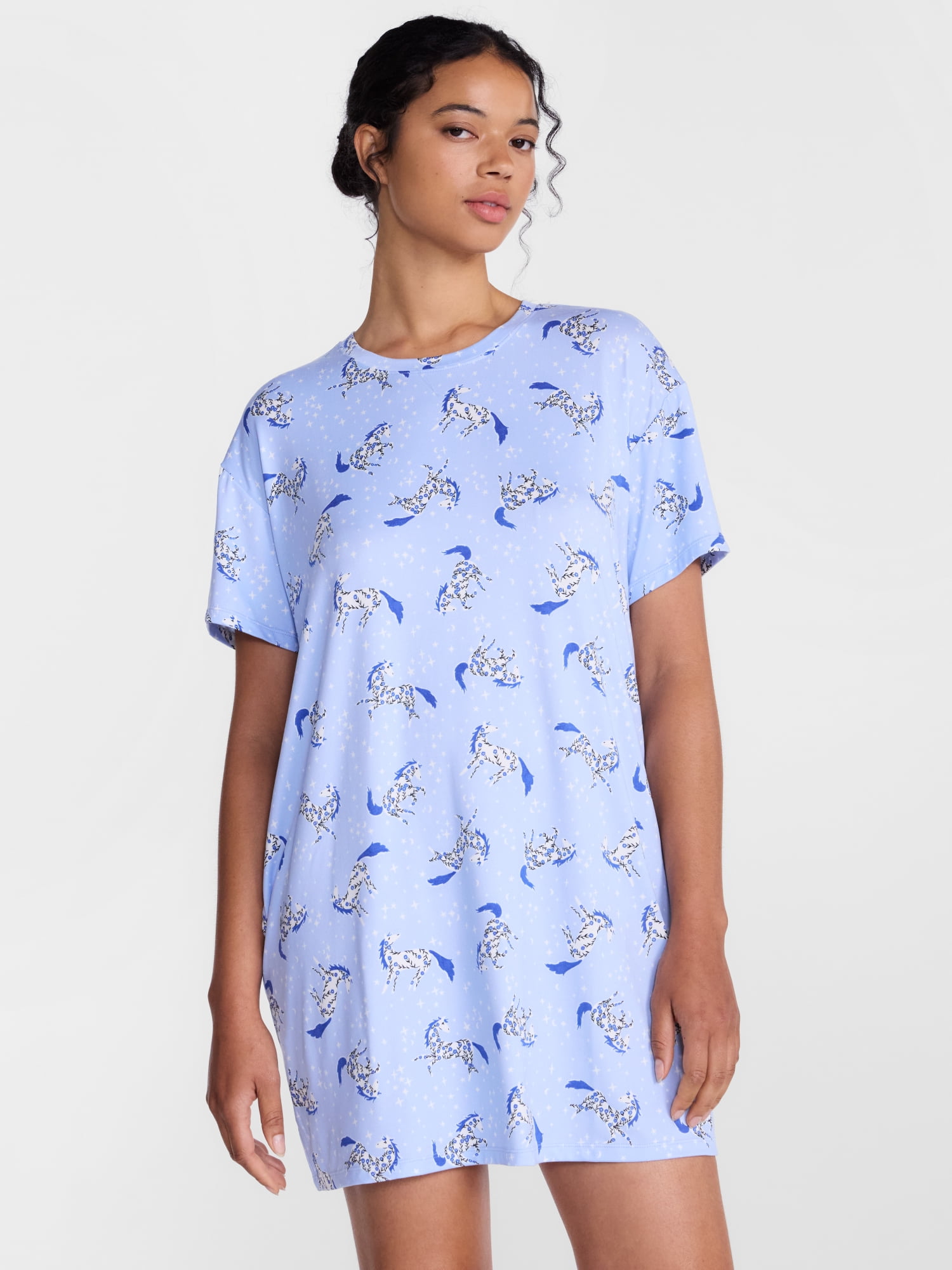 Joyspun Women's Essential Sleep Shirt with Short Sleeves, Sizes S-3X